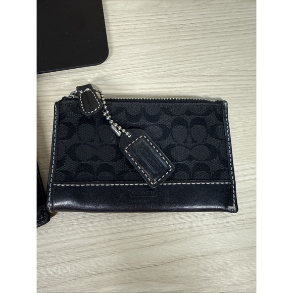 COACH Authentic Black & Silver Monogram Handbag Satchel Purse 23279 Slouchy - Picture 9 of 12